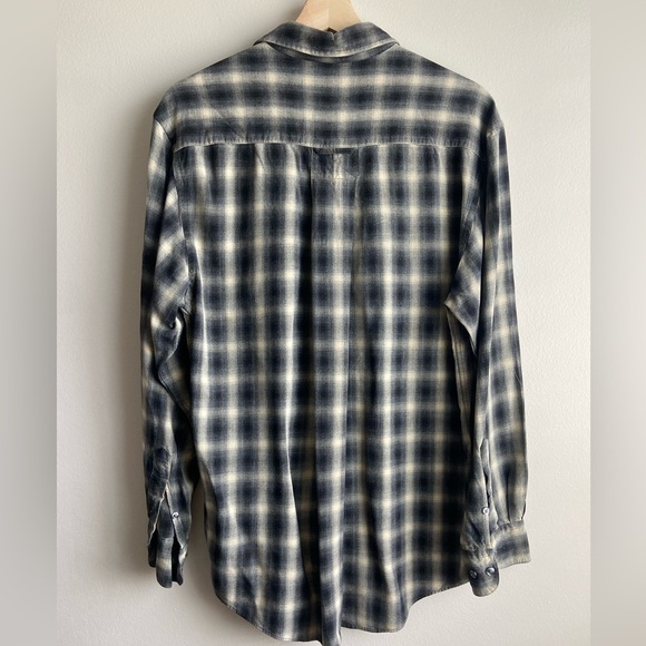 Vintage plaid boyfriend button down checkered shirt size Medium viscose - Picture 3 of 9